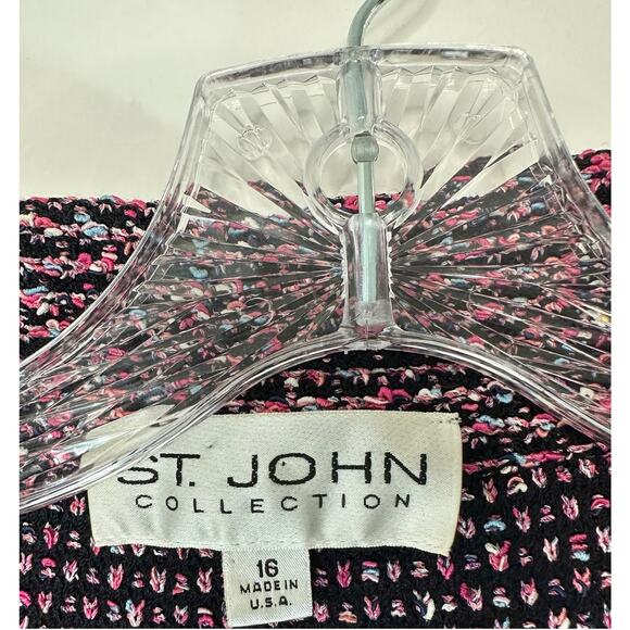 St. John Collection Plus Pink Black Boucle Tweed Twee Work Career Blazer 16 - Picture 2 of 12